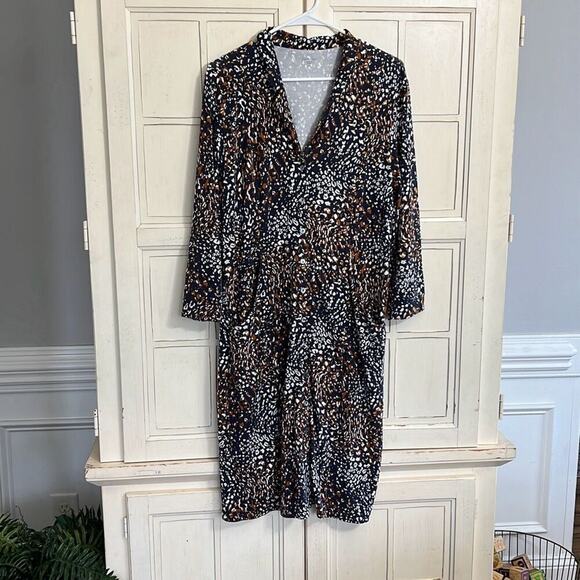 Garnet Hill size medium tencel spandex midi dress with pockets - Picture 1 of 5